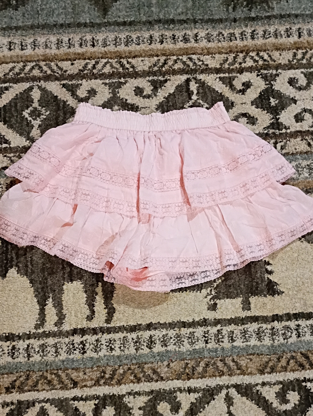 Altar'd State Light Pink Tiered Lace Skirt
